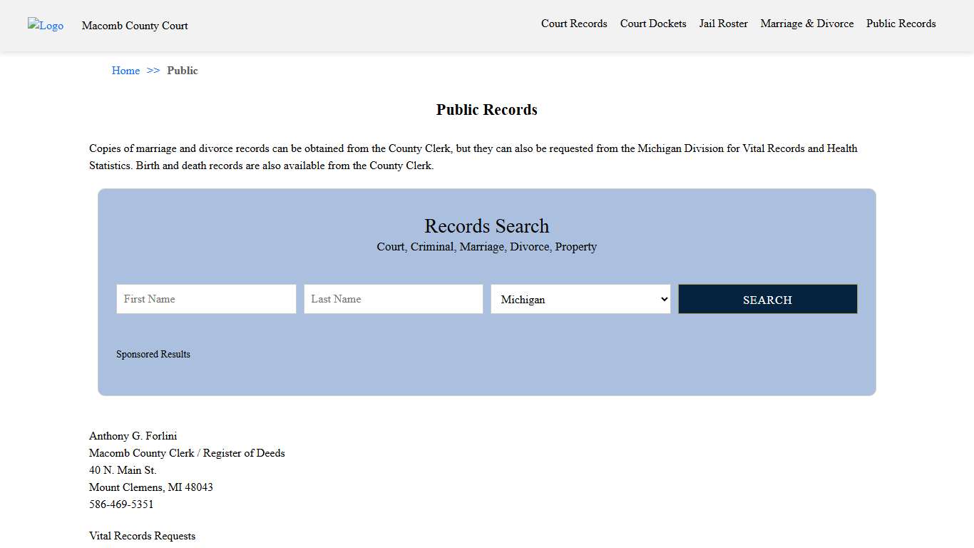 Public Records Macomb County Court